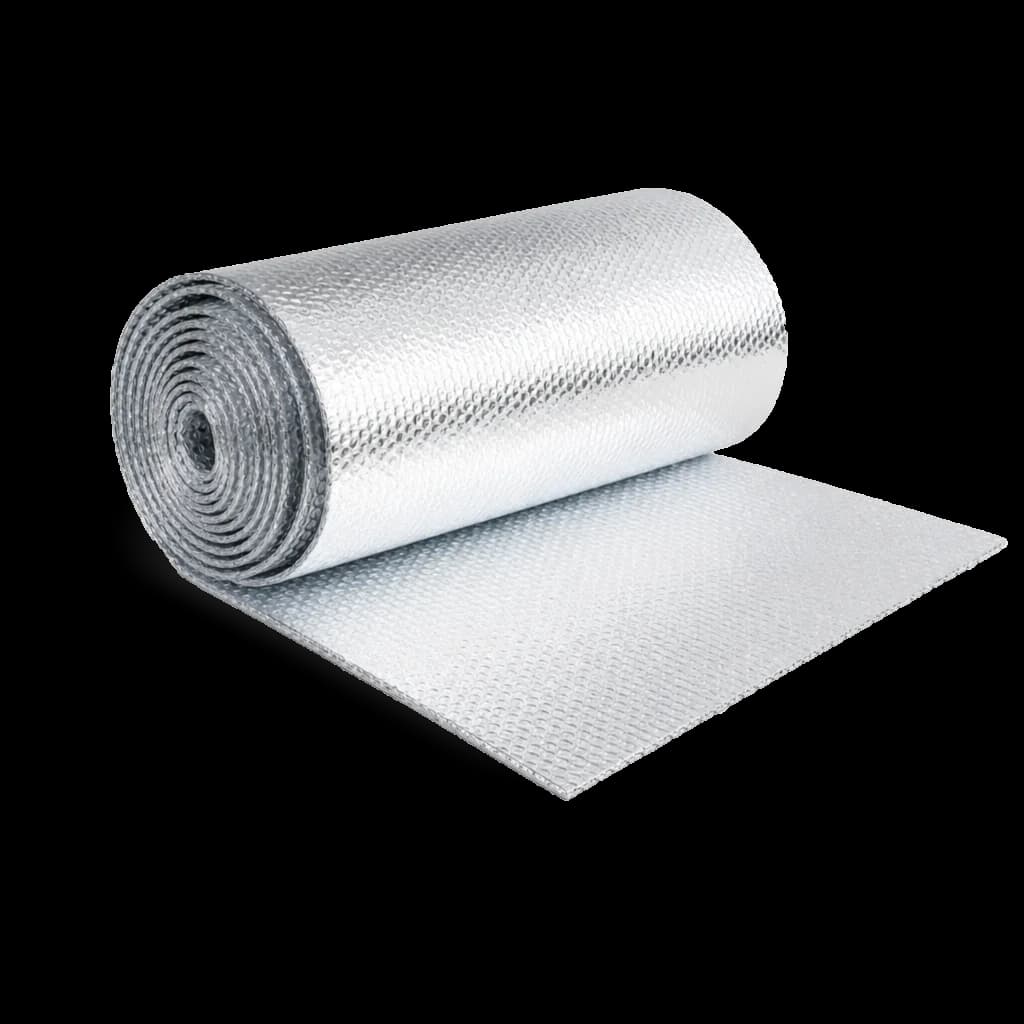 Reflective aluminum insulation roll.